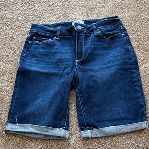 PAIGE Indigo Rolled Hem Jean Shorts